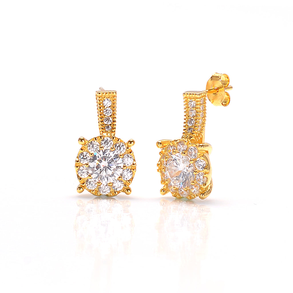 Stylish Sterling Silver Stud Earrings with Beautiful Cubic Zircons