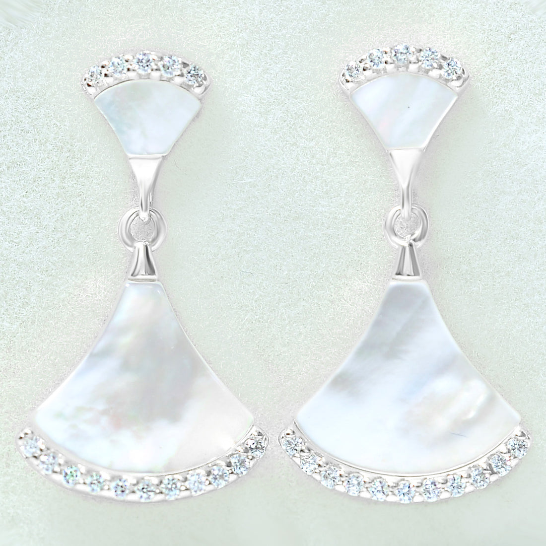 Elegant Silver Earrings Ladies With Mother of Pearl Drop - Sparkle Like a Star