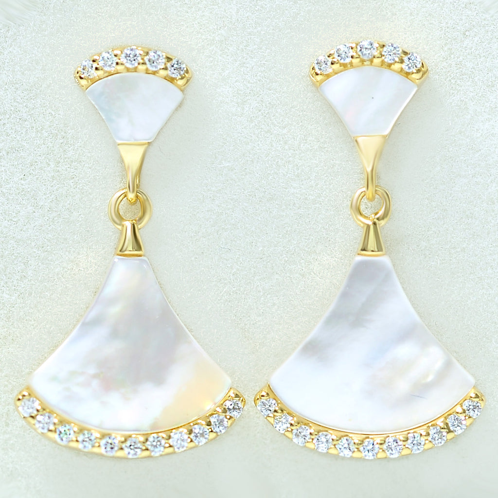 Elegant Silver Earrings Ladies With Mother of Pearl Drop - Sparkle Like a Star