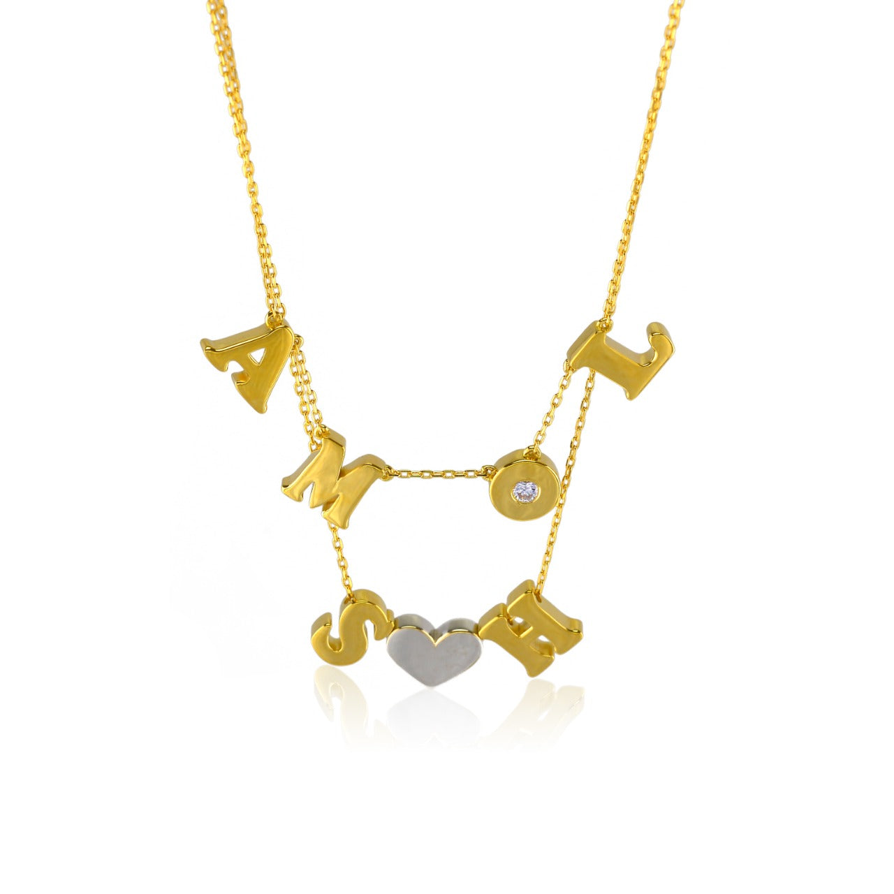 Gold 18k Letter double layered diamond necklace