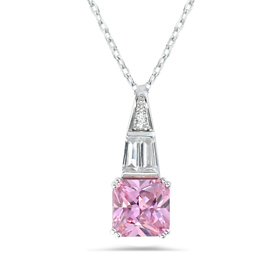 Dolce Mondo Silver 925 Necklace with Pink Stone Zircons - High-End Elegance and Luxury