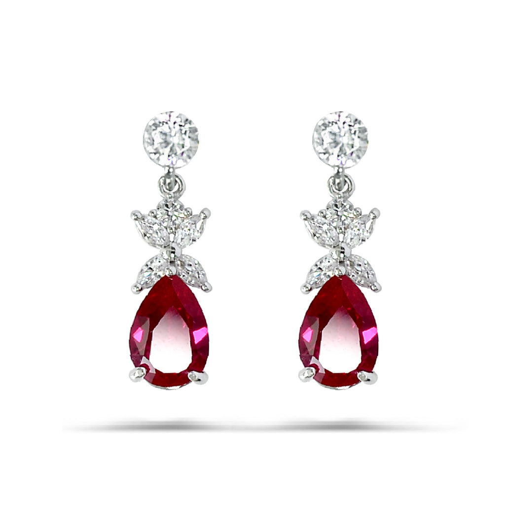 Exquisite Earrings Silver 925 with Charm Drop Beautiful Red Stones Zircons high quality