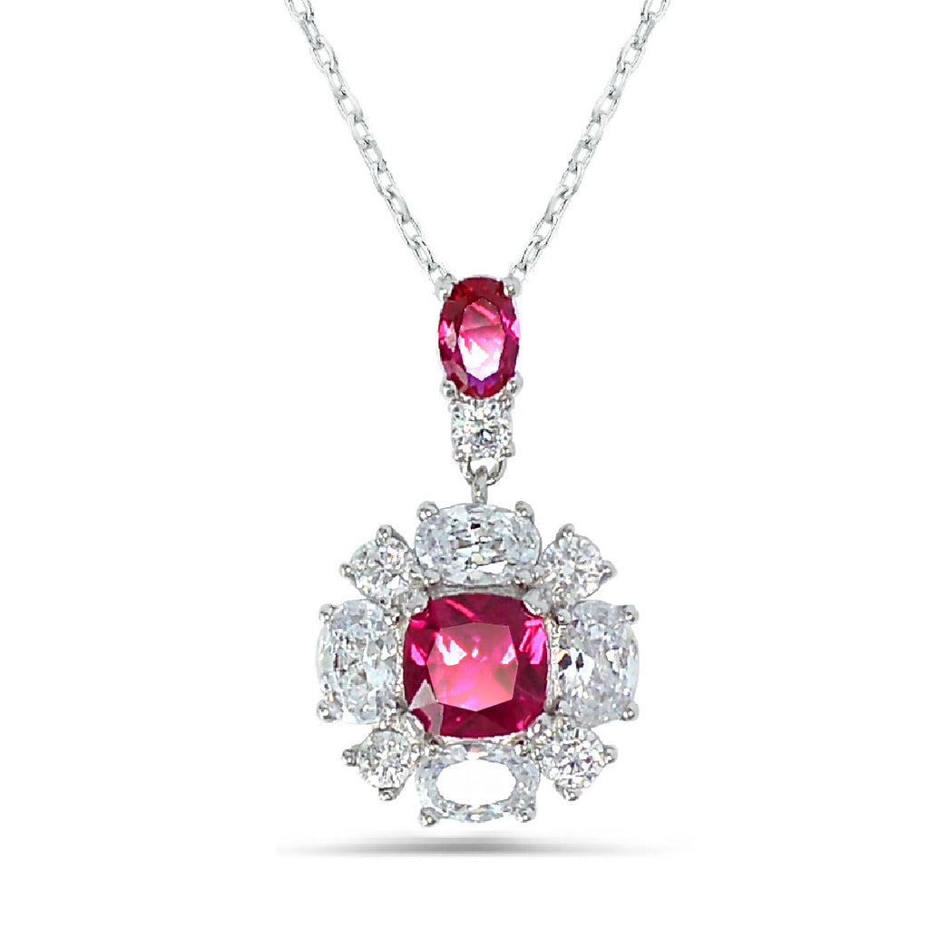 Dolce Mondo Silver 925 Necklace with High Quality Red Zircons