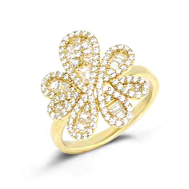 Fashion Flower Ring - Sparkle and Elegance with Glittering Cubic Zirconia DM Silver 925