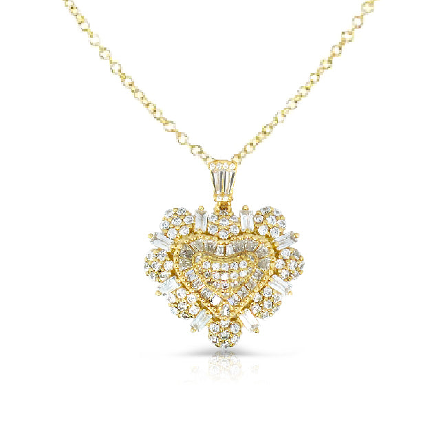 Dolce Mondo Silver Zircon Necklace: Elegant, Sterling Silver heart Design with Dazzling Zircons