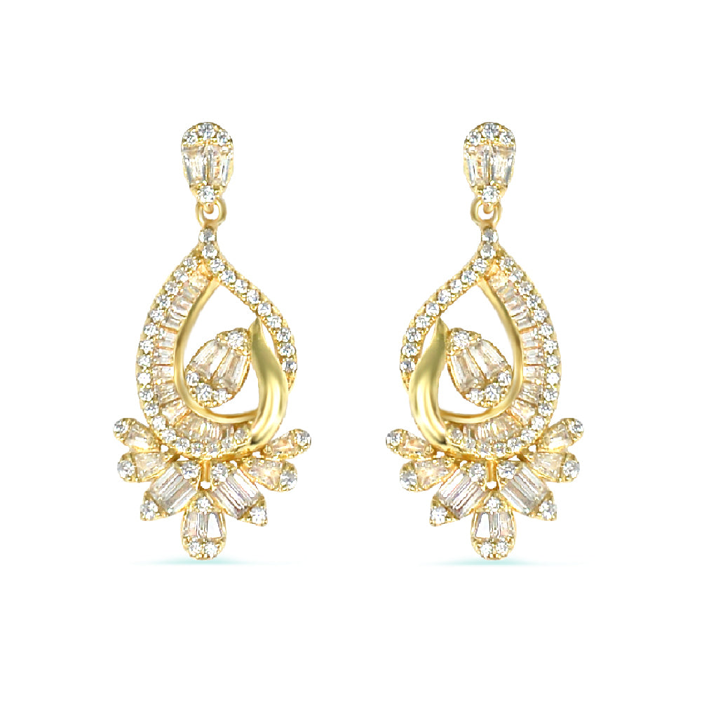 Dazzling Silver 925 Chandelier Earrings with High-Quality Cubic Zircons