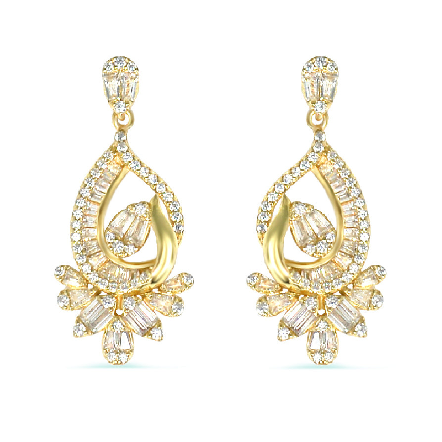 Dazzling Silver 925 Chandelier Earrings with High-Quality Cubic Zircons