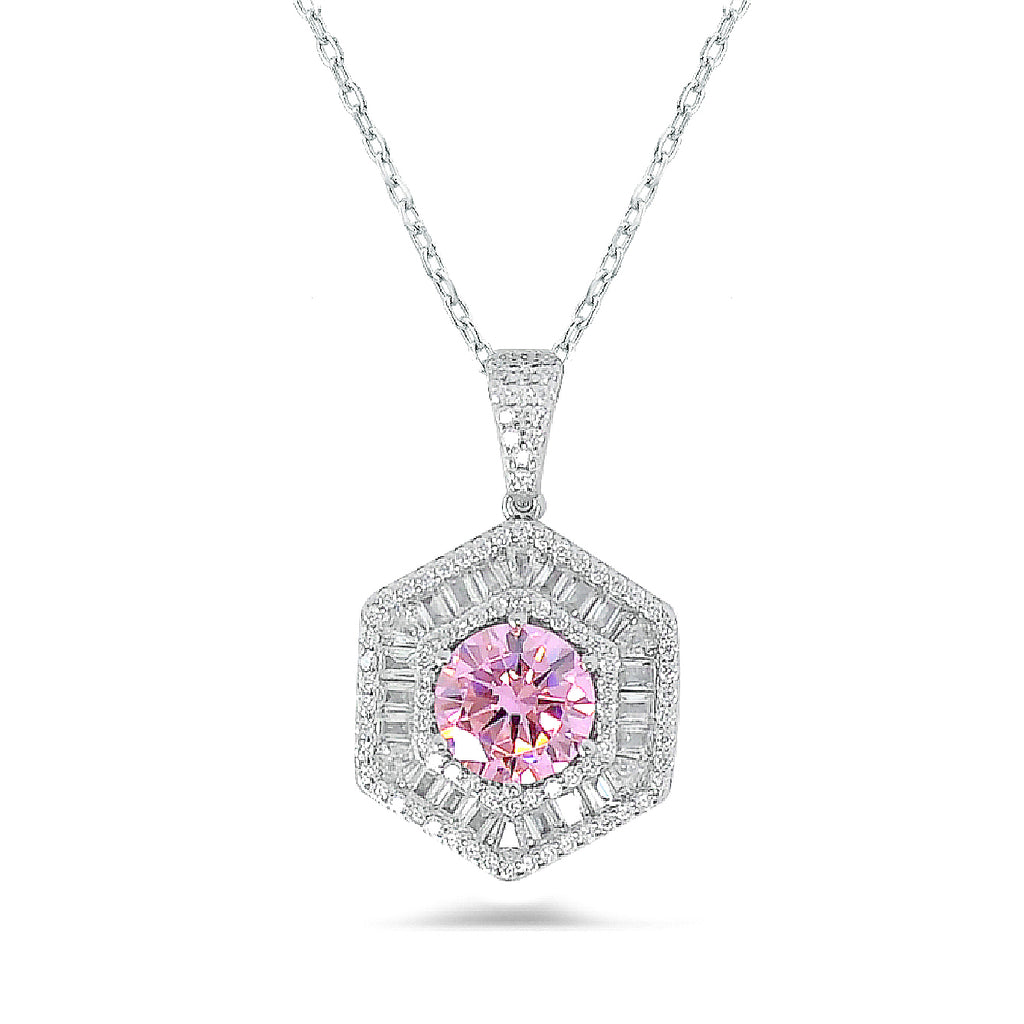 Stunning Silver Zircon Necklace by Dolce Mondo for Elegant Ladies