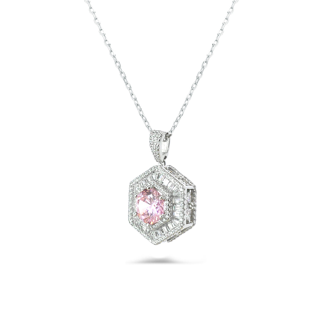 Stunning Silver Zircon Necklace by Dolce Mondo for Elegant Ladies