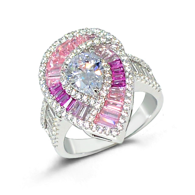 Dolcemondo Sparkling Silver 925 Fashion Ring with Glittering Color Stones
