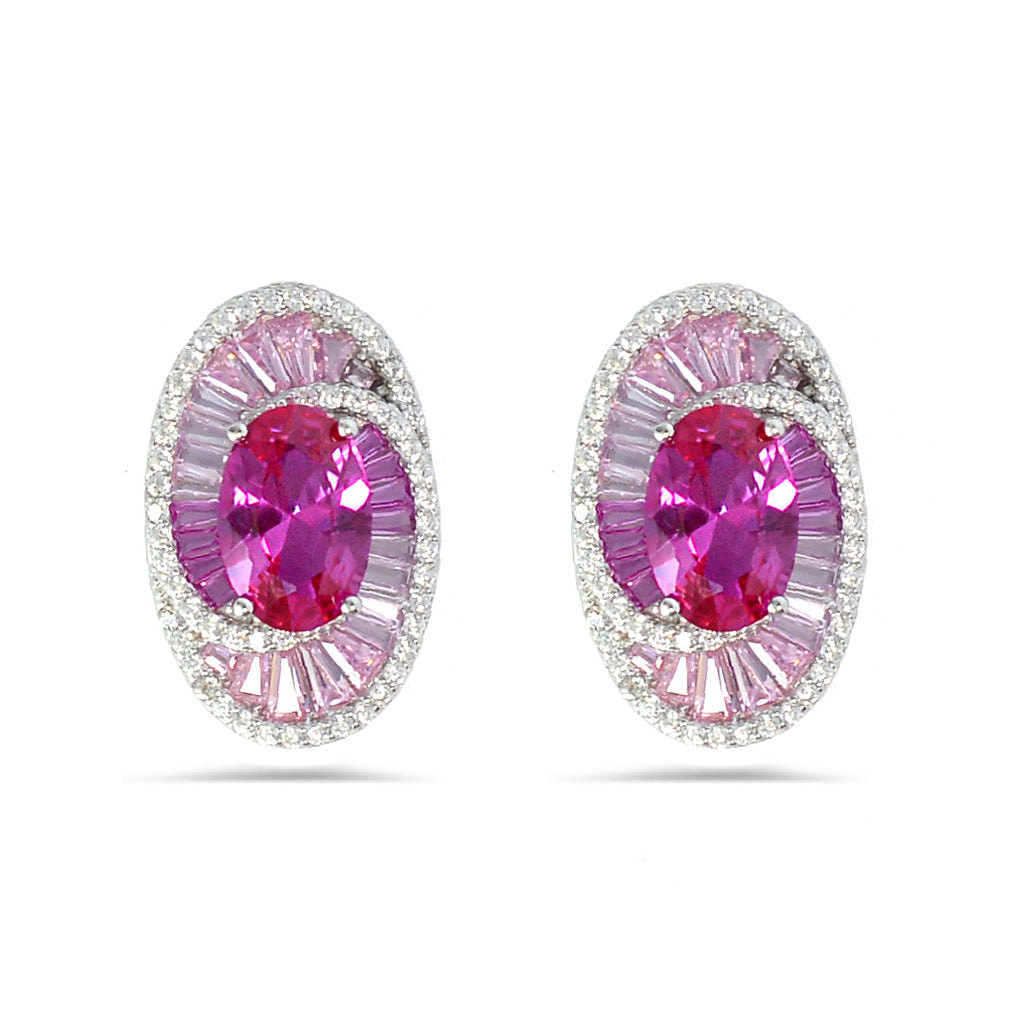 Elegant Earrings Silver 925 with Sparkling Cubic Zirconia and Glamorous Color Stones