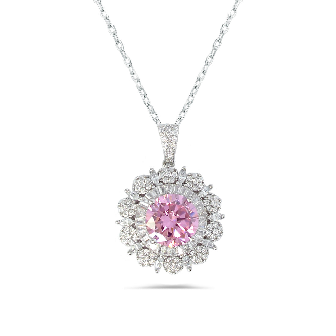 Dolce Mondo Sterling Silver Necklace with Dazzling Zircon Stones for Women