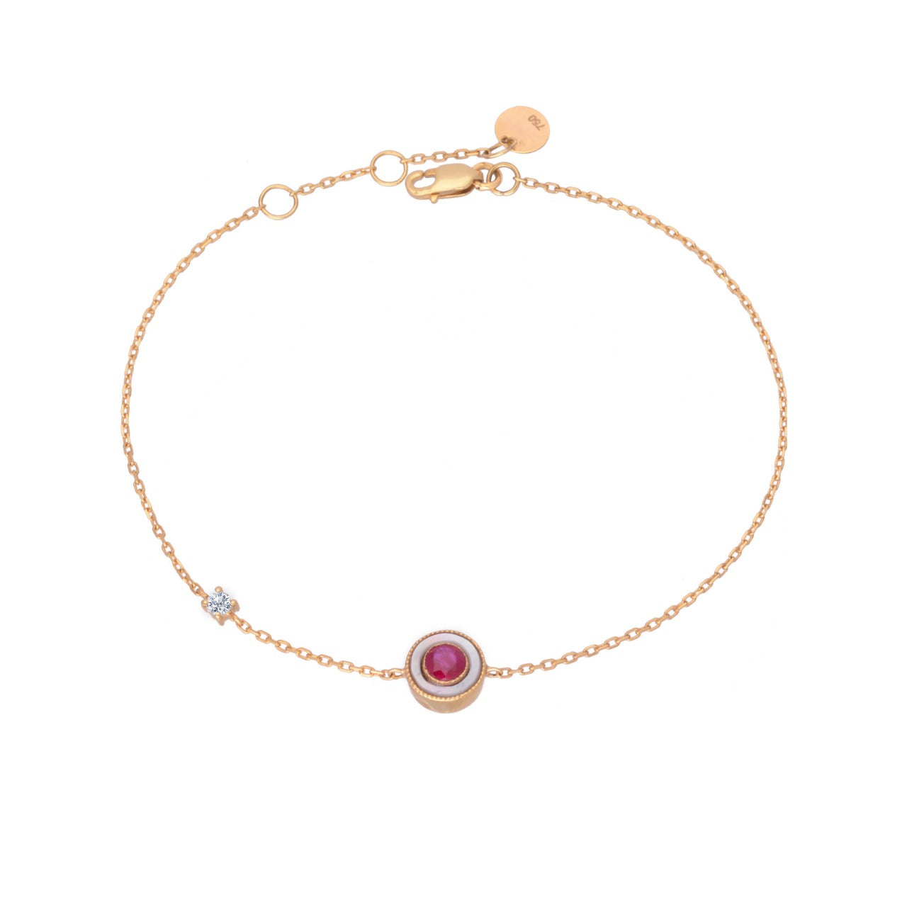 Gold 18k bracelet with diamond and Ruby