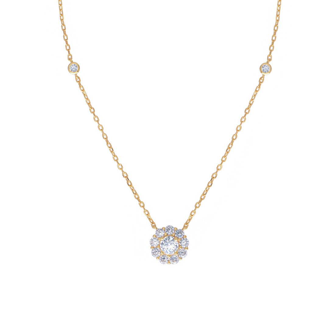 Dolce Mondo Silver 925 Chain Necklace with Cubic Zircons