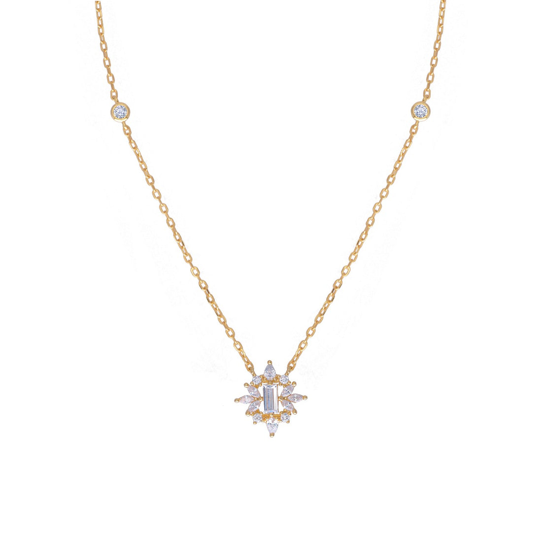 Dolce Mondo 925 Sterling Silver Flower Chain Necklace