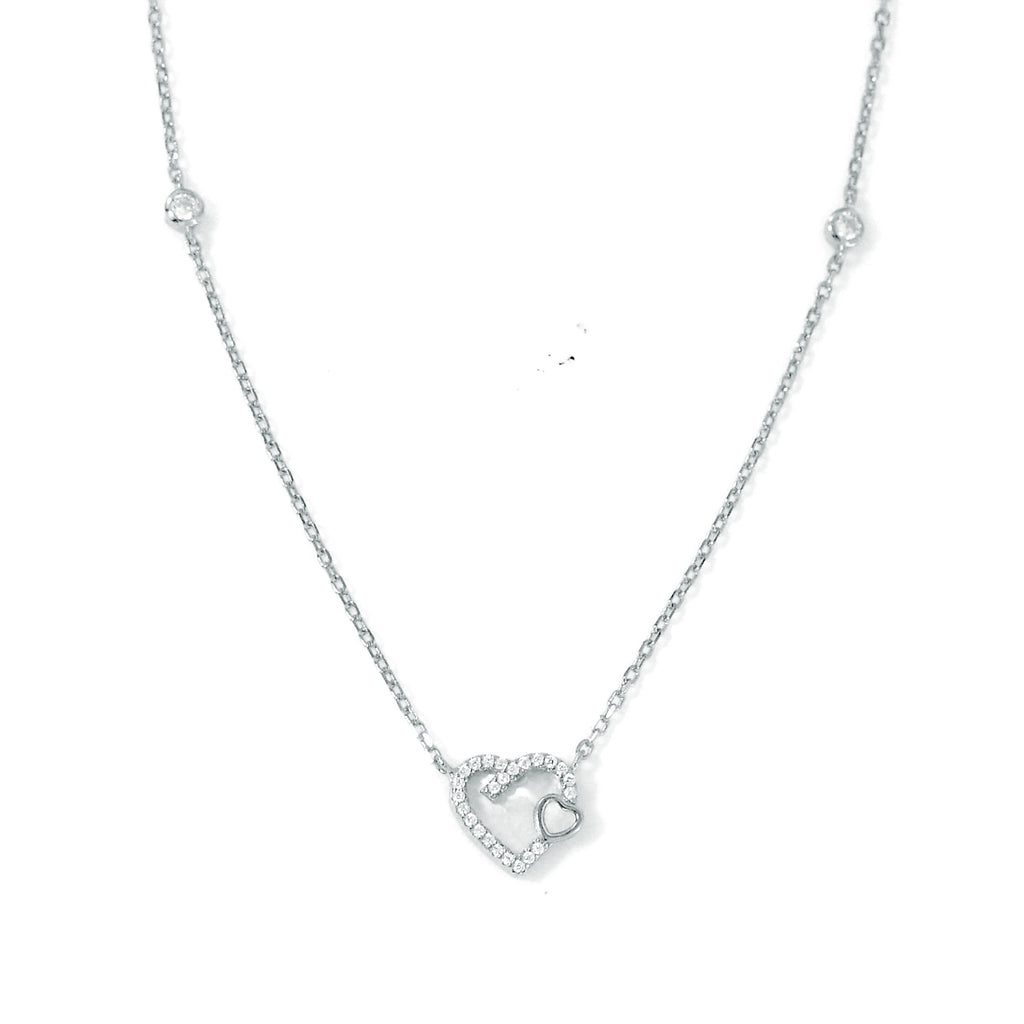 Elegant Silver Necklace with Heart Shape Mother of Pearl and