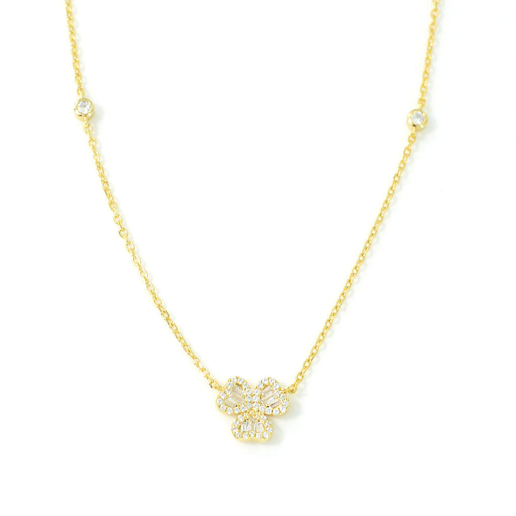 DOLCE MONDO Silver 925 Flower Necklace with High Quality Zircons