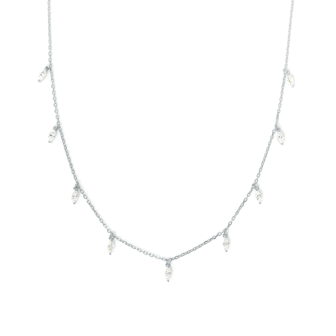 Sparkling Silver Zircon Necklace - 925 Chain with Charm Pendant for Elegant Ladies