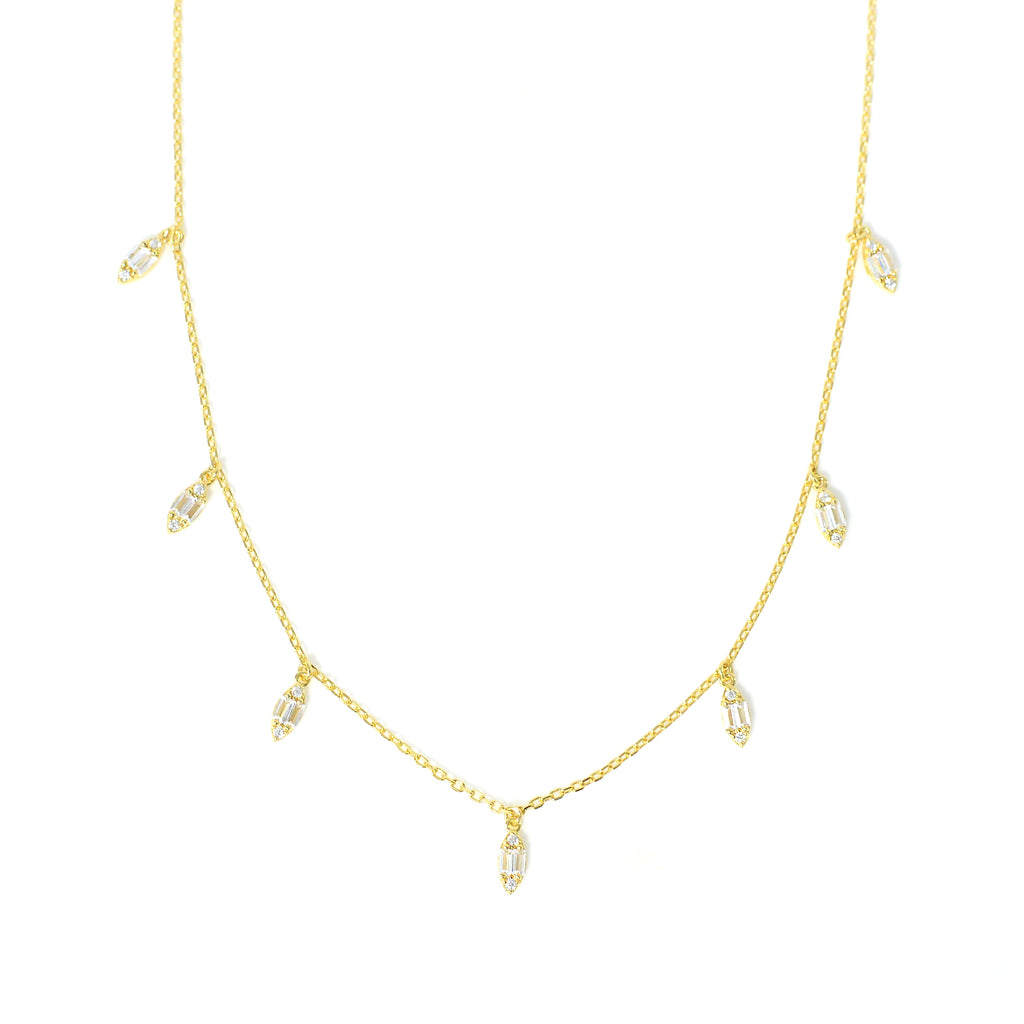 Sparkling Silver Zircon Necklace - 925 Chain with Charm Pendant for Elegant Ladies