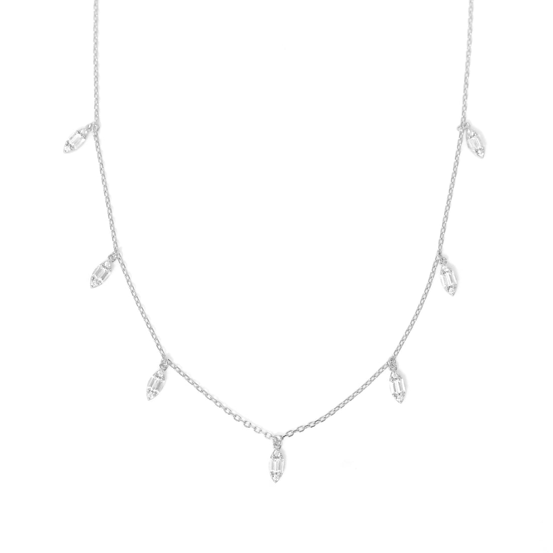 Premium Silver Necklace with Charm Pendant and Sparkling Zircons - DOLCE MONDO