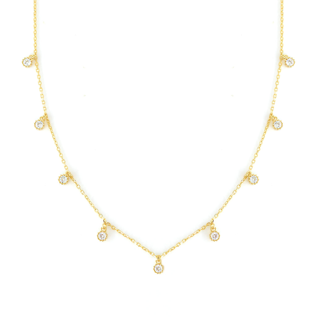 DOLCE MONDO Silver 925 Chain Charm Necklace with Sparkling Zircons