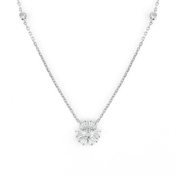 925 Silver Flower Necklace with High-Quality Cubic Zircons
