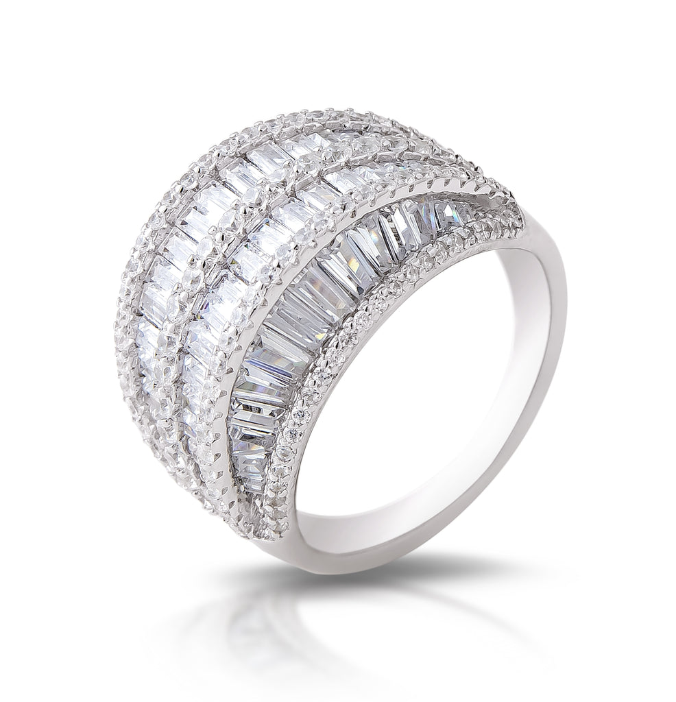 Dolce Mondo Silver 925 Fashion Ring with Cubic Zircon Accents - Sparkle and Shine!