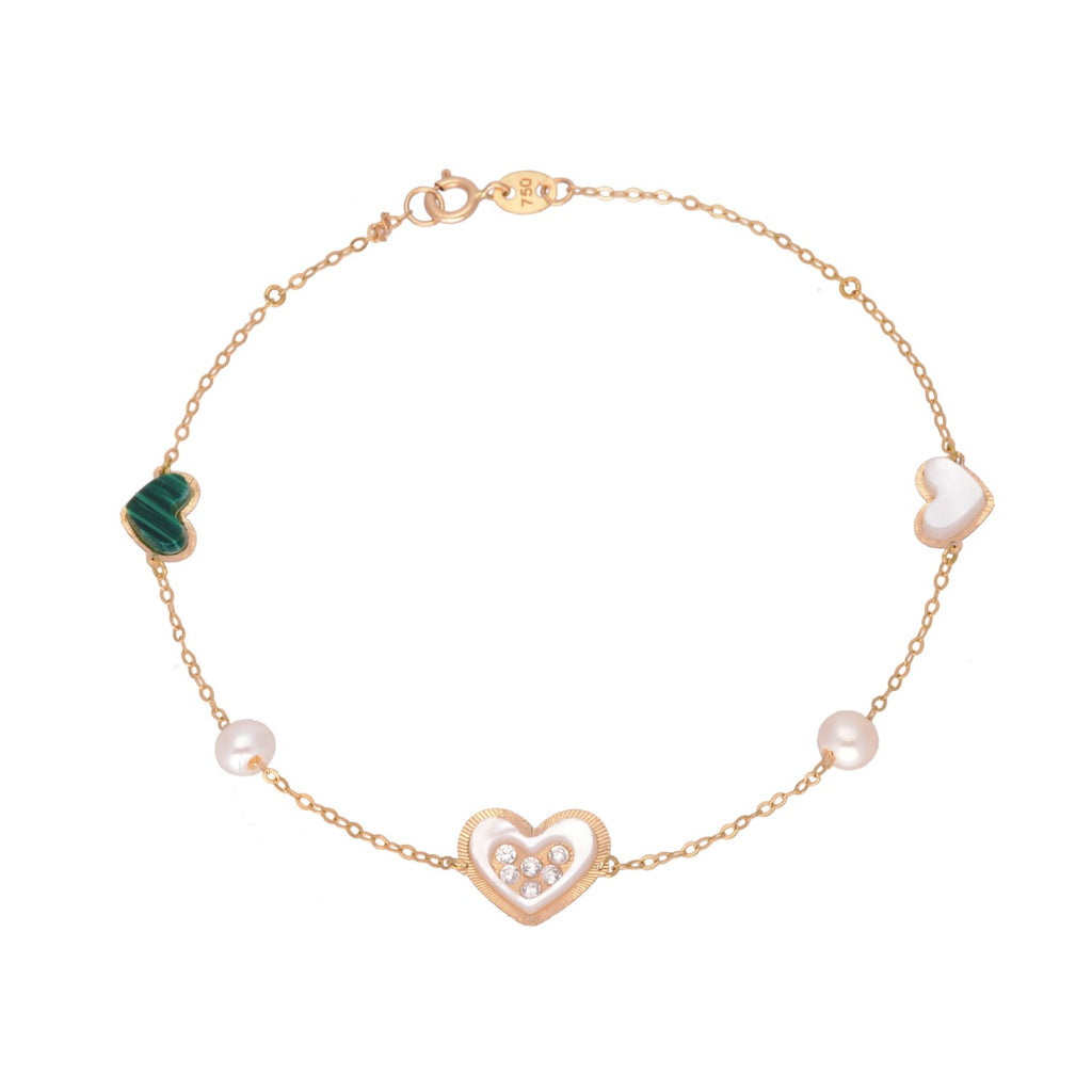 Gold 18k Heart shape chain bracelet