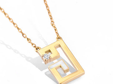 Gold 18k Arabic letter diamond necklace "FA"