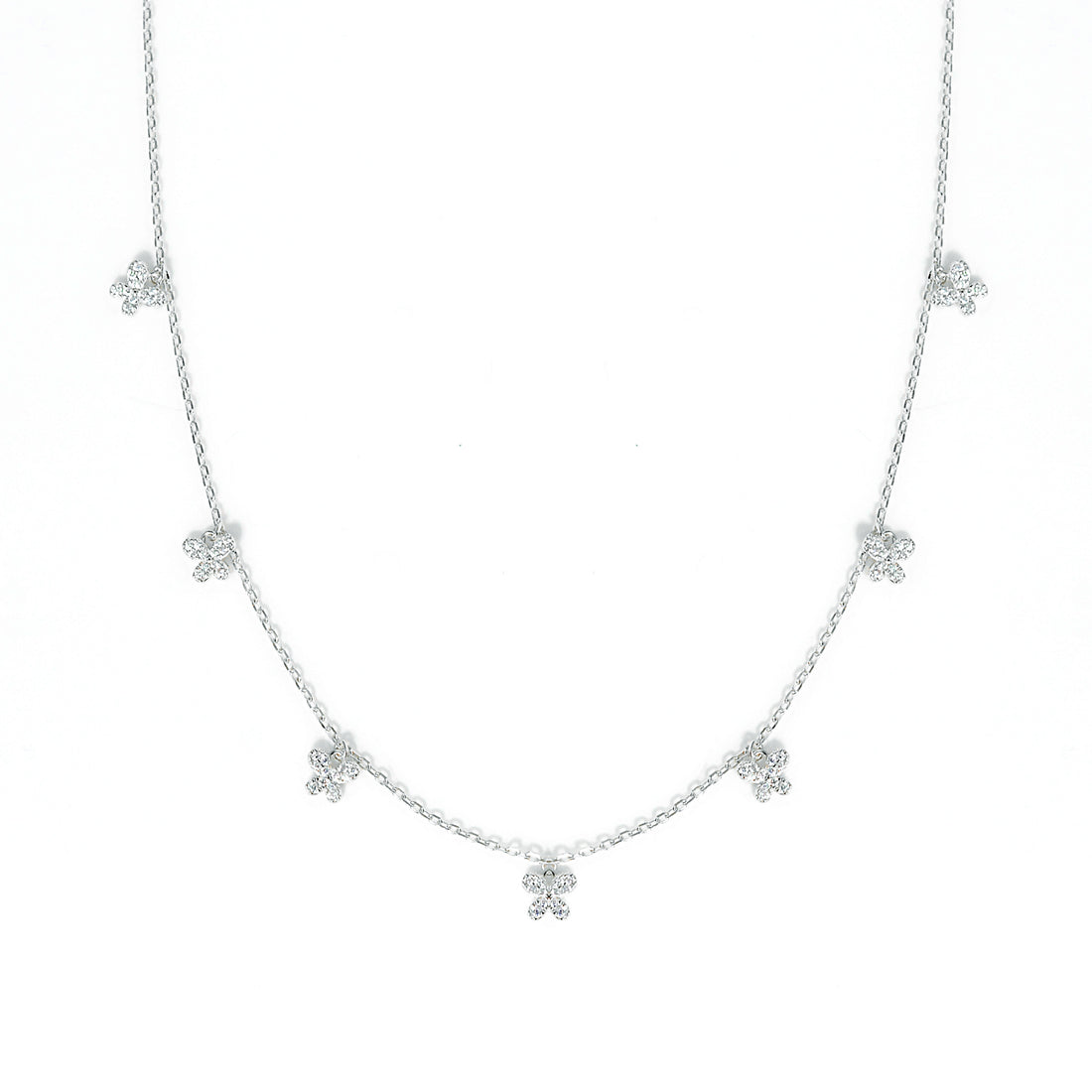 Dolce Mondo Silver Zircon Necklace: Elegant Charm Butterfly Accents and High-Quality Cubic Zirconia