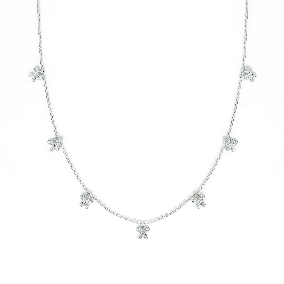 Dolce Mondo Silver Zircon Necklace: Elegant Charm Butterfly Accents and High-Quality Cubic Zirconia