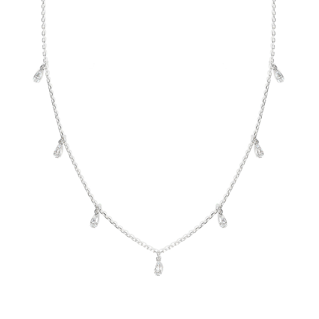 Dolce Mondo Silver 925 Charm Necklace with High Quality Cubic Zircons - Elegant Necklace for Her