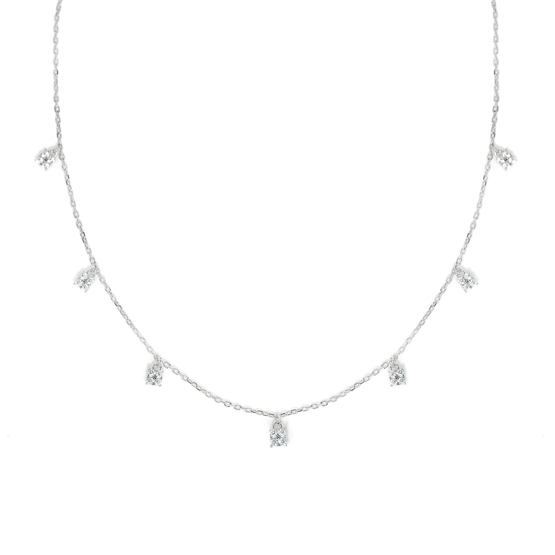 Exquisite Dolce Mondo Silver Charm Necklace with Sparkling Cubic Zirconia