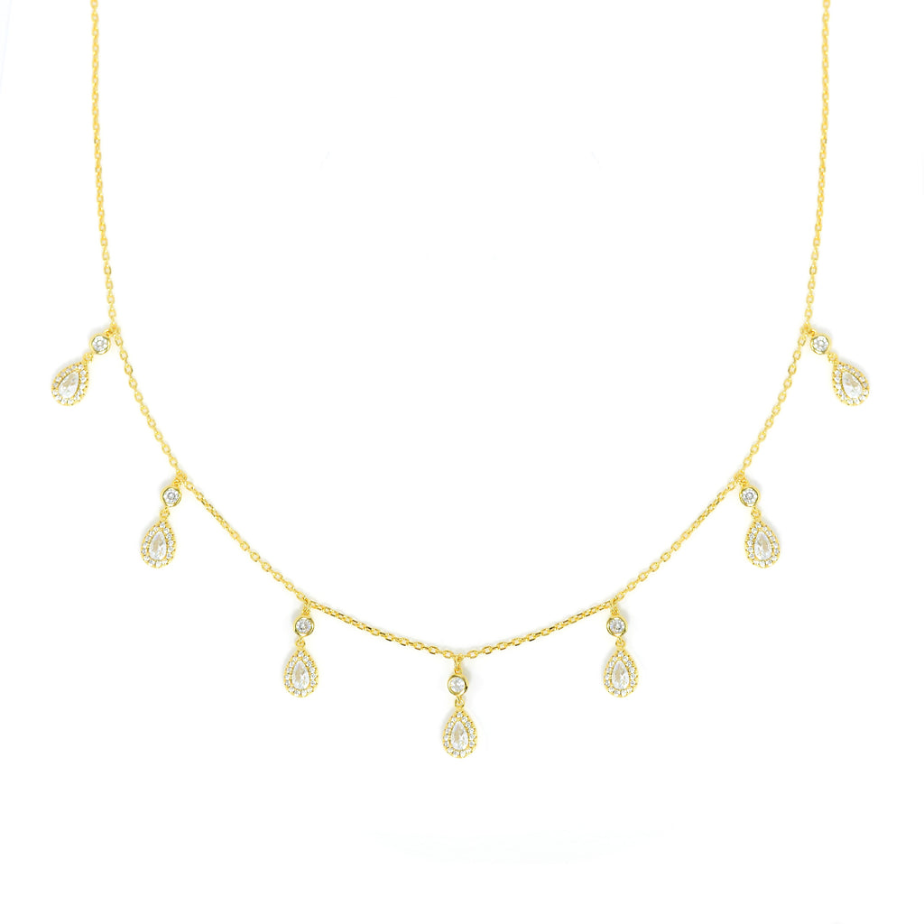 Exquisite Dolce Mondo Silver Charm Drops Necklace with  Sparkling Cubic Zirconia