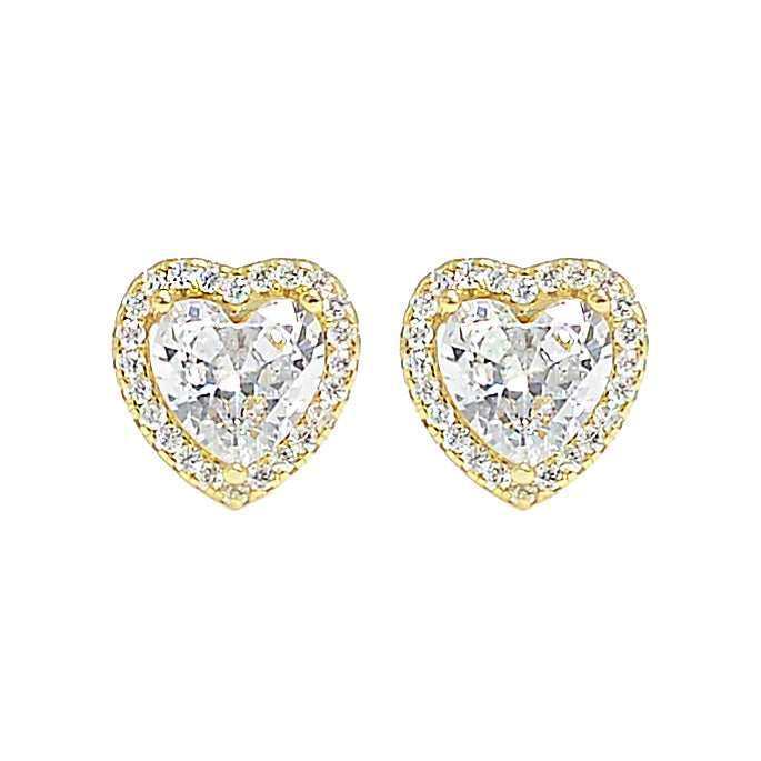 Dazzling Silver 925 Heart Solitaire Stud Earrings