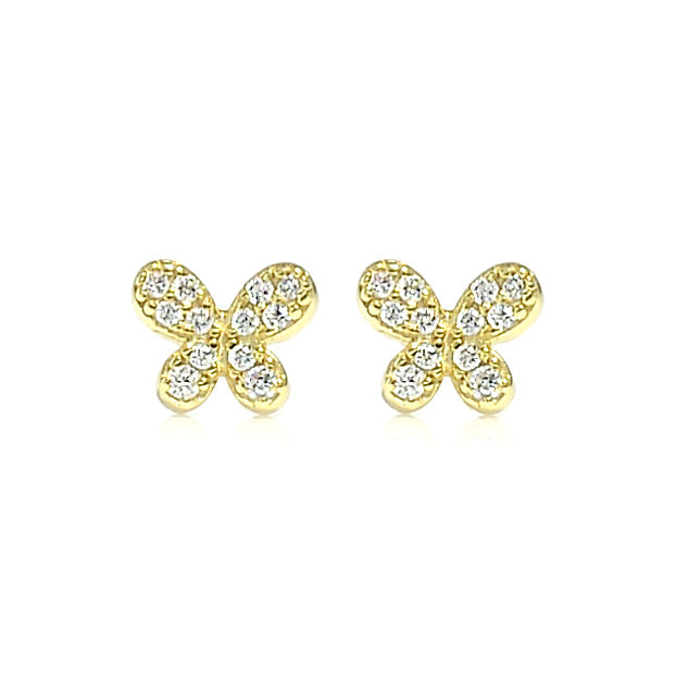 Exquisite Silver 925 Butterfly Stud Earrings with Cubic Zircon Accents