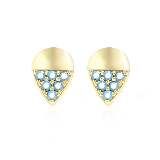 Exquisite Silver 925 Drop Stud Earrings with light blue Stones - High Quality Zircons