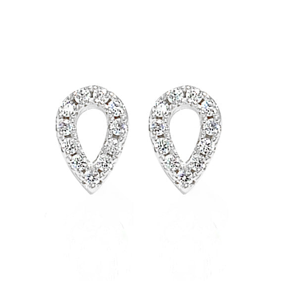 Stylish Sterling Silver Drop Stud Earrings with Beautiful Cubic Zircons